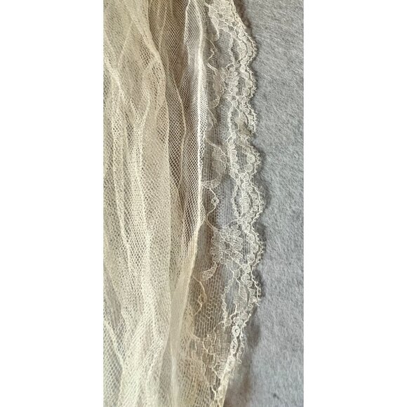Antique Ivory Bridal Veil Silk Lily Of The Valley Head Dress 37x61 Wedding - Picture 2 of 7